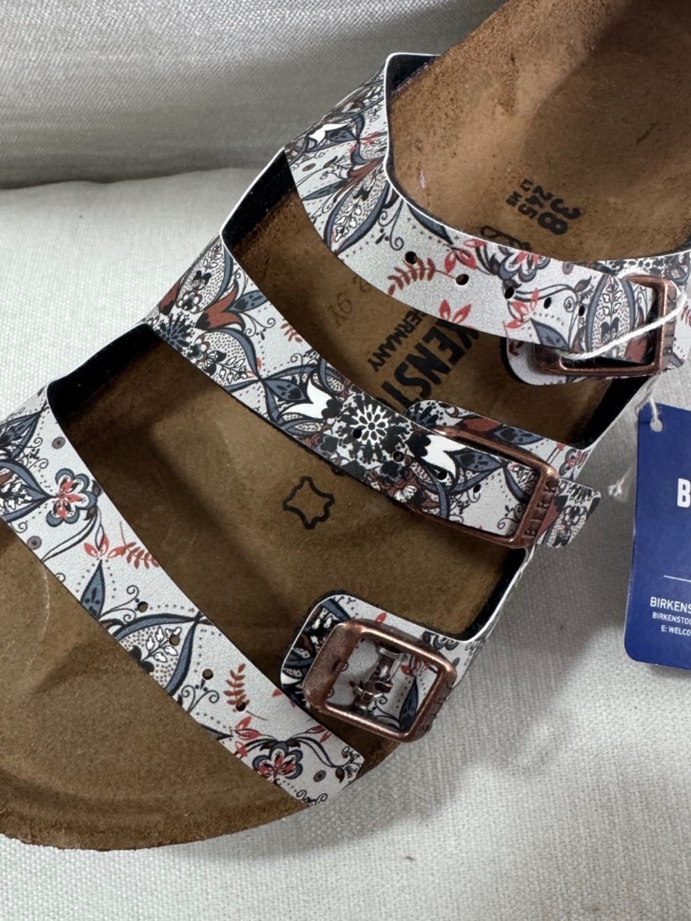 NEW Birkenstock Florida Boho Flowers Navy Birko-Flor Sandals Women EU 38 - Picture 9 of 10